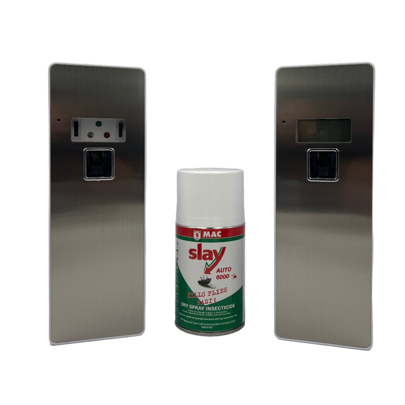 Automatic Dispenser "Combo" in Silver, with 1x300ml Aerosol Flying Insecticide