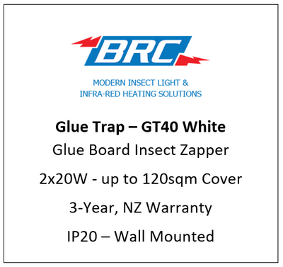 GT40 - White Glue Board UV-A Insect Light Trap "IP20"