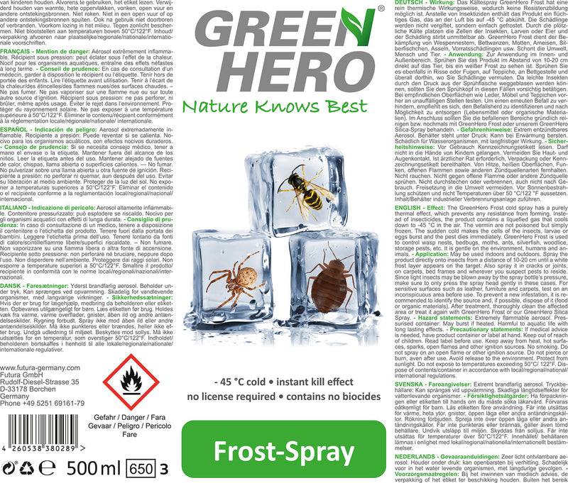 Green Hero Non Toxic Frost Spray 100% Non-Toxic Label